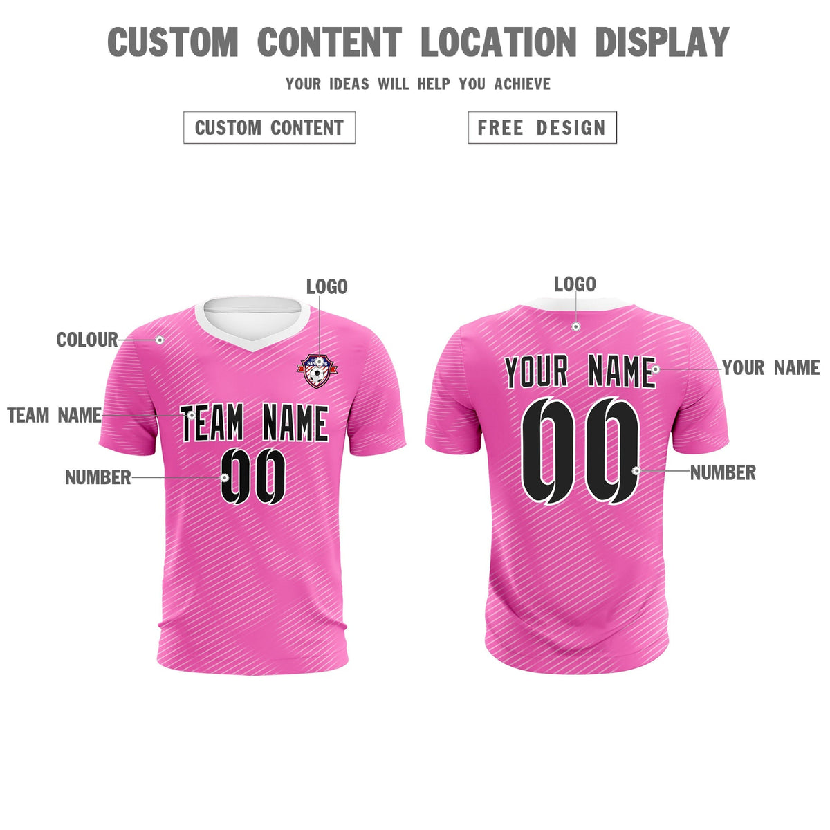 Custom Pink White Training Uniform For Men Football Sets Jersey