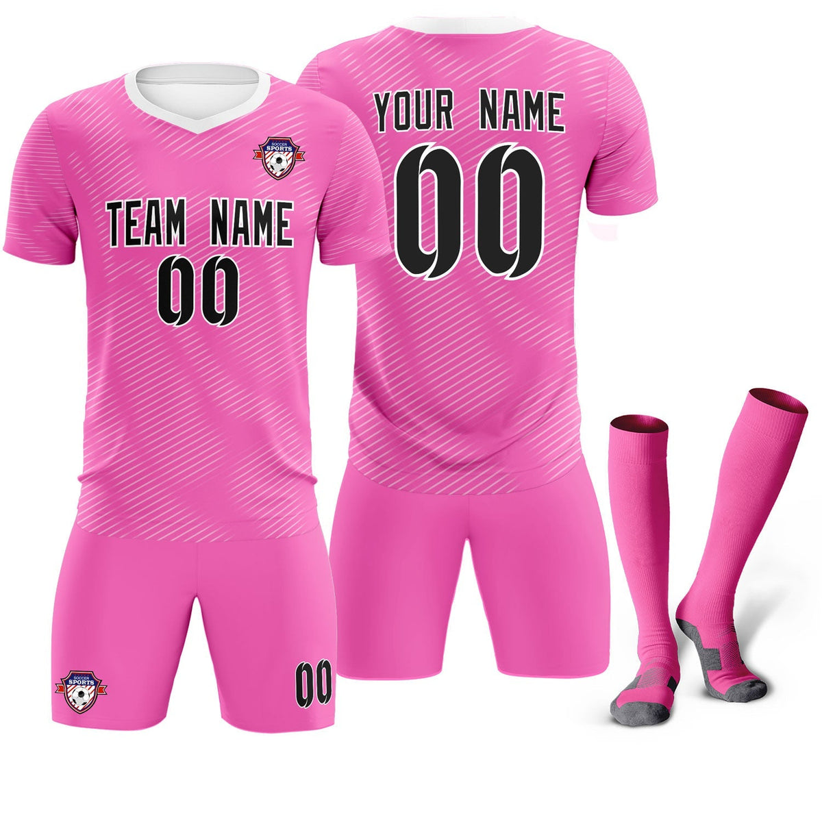 Custom Pink White Training Uniform For Men Football Sets Jersey