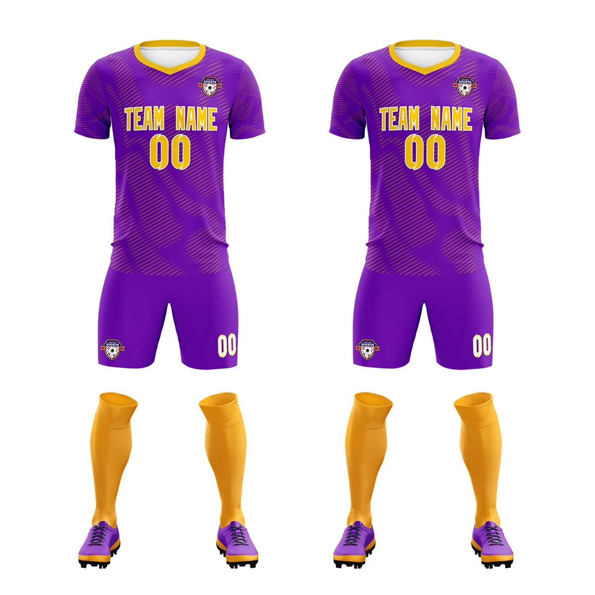 Custom Purple Gold Training Uniform For Men Football Sets Jersey