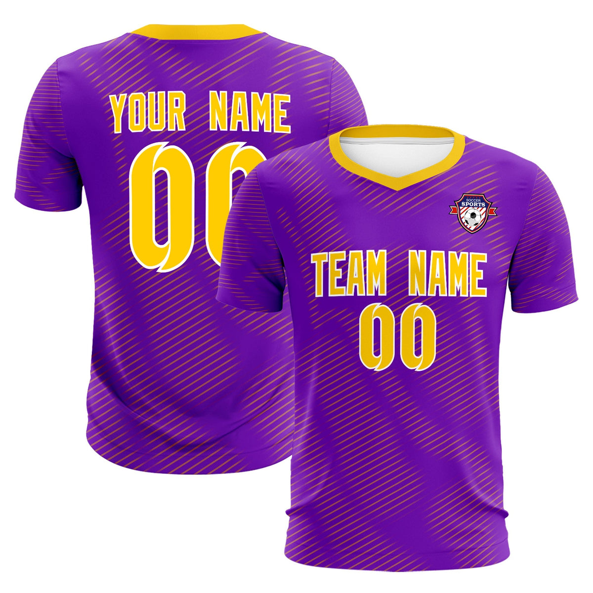 Custom Purple Gold Training Uniform For Men Football Sets Jersey