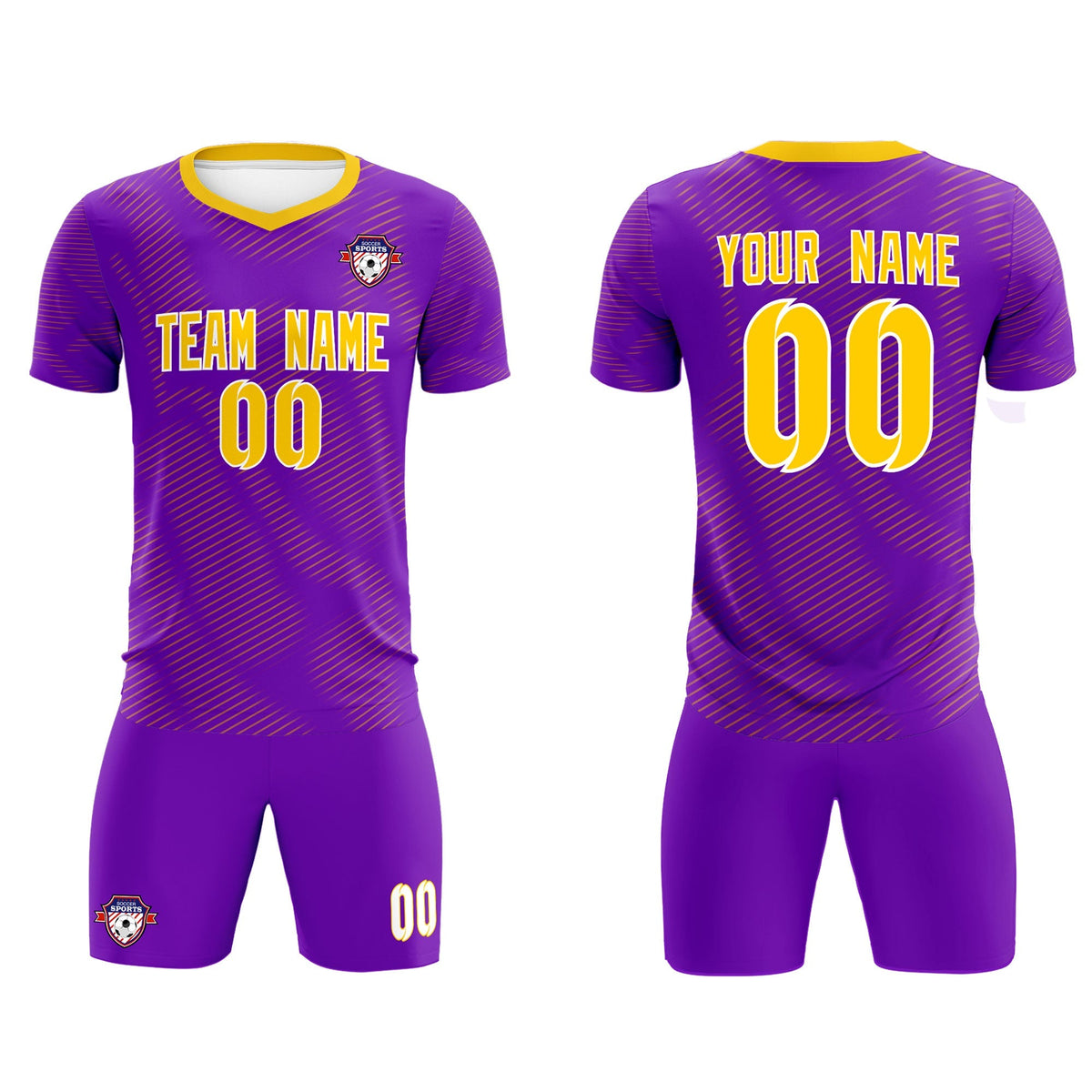 Custom Purple Gold Training Uniform For Men Football Sets Jersey