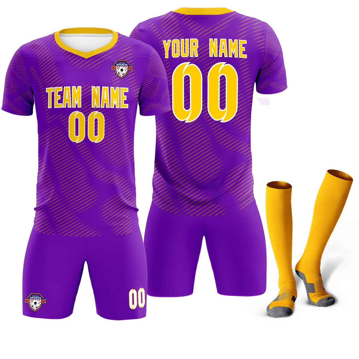 Custom Purple Gold Training Uniform For Men Football Sets Jersey