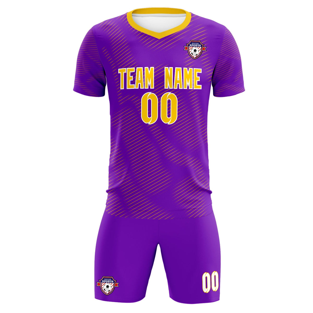 Custom Purple Gold Training Uniform For Men Football Sets Jersey