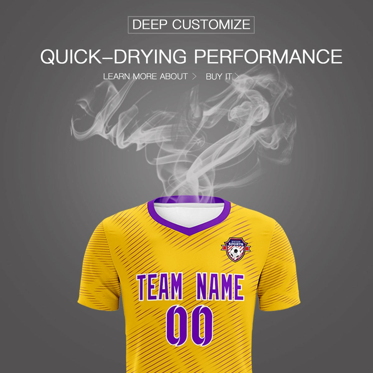 Custom Gold Purple Training Uniform For Men Football Sets Jersey