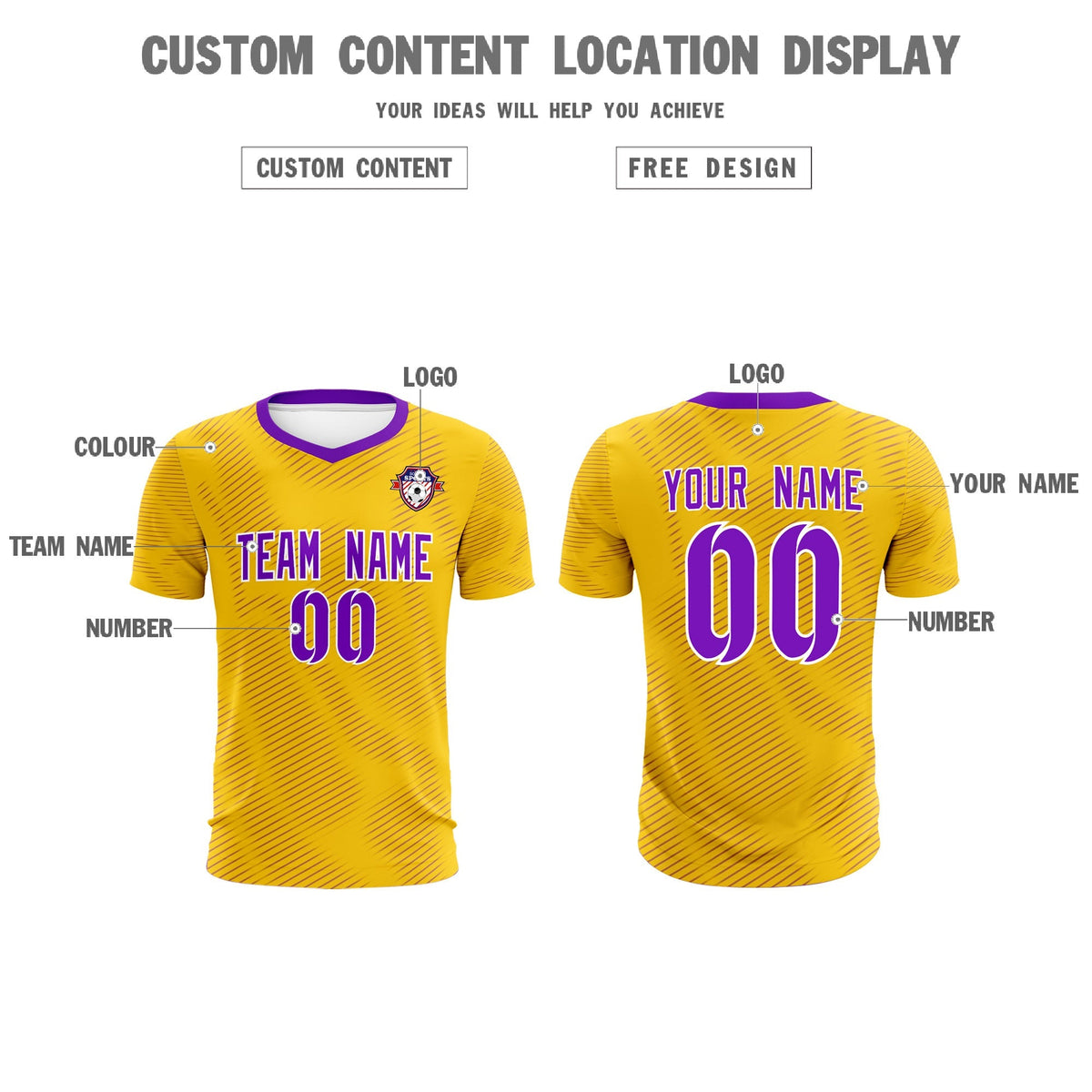 Custom Gold Purple Training Uniform For Men Football Sets Jersey