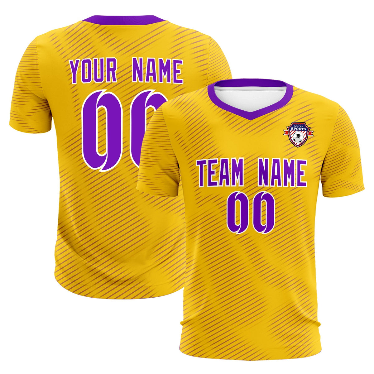 Custom Gold Purple Training Uniform For Men Football Sets Jersey