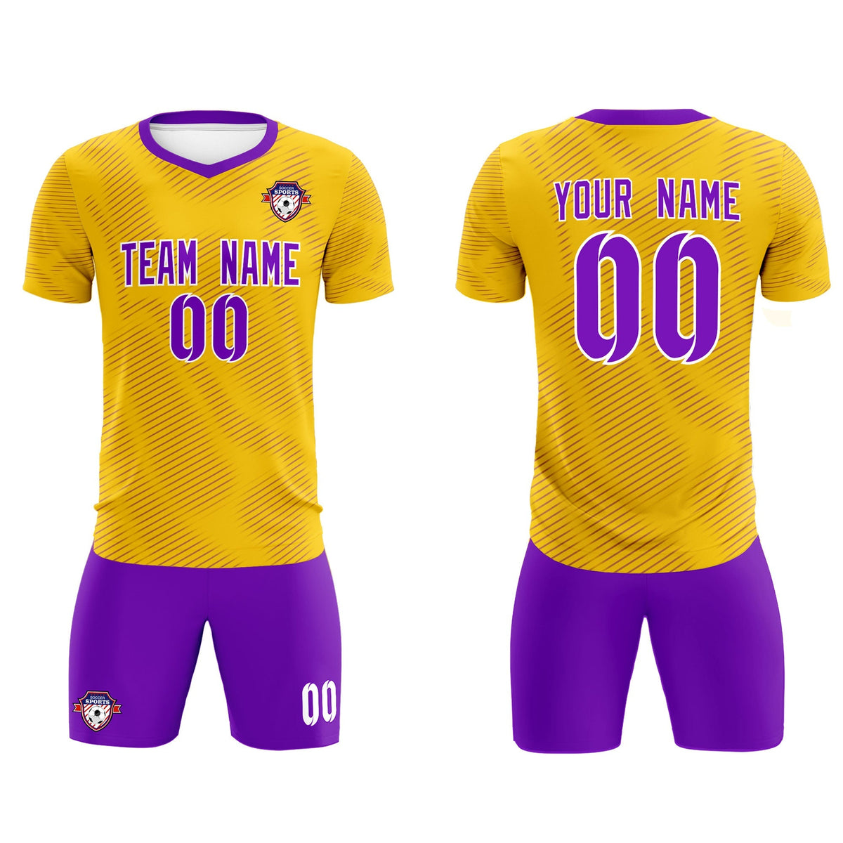 Custom Gold Purple Training Uniform For Men Football Sets Jersey