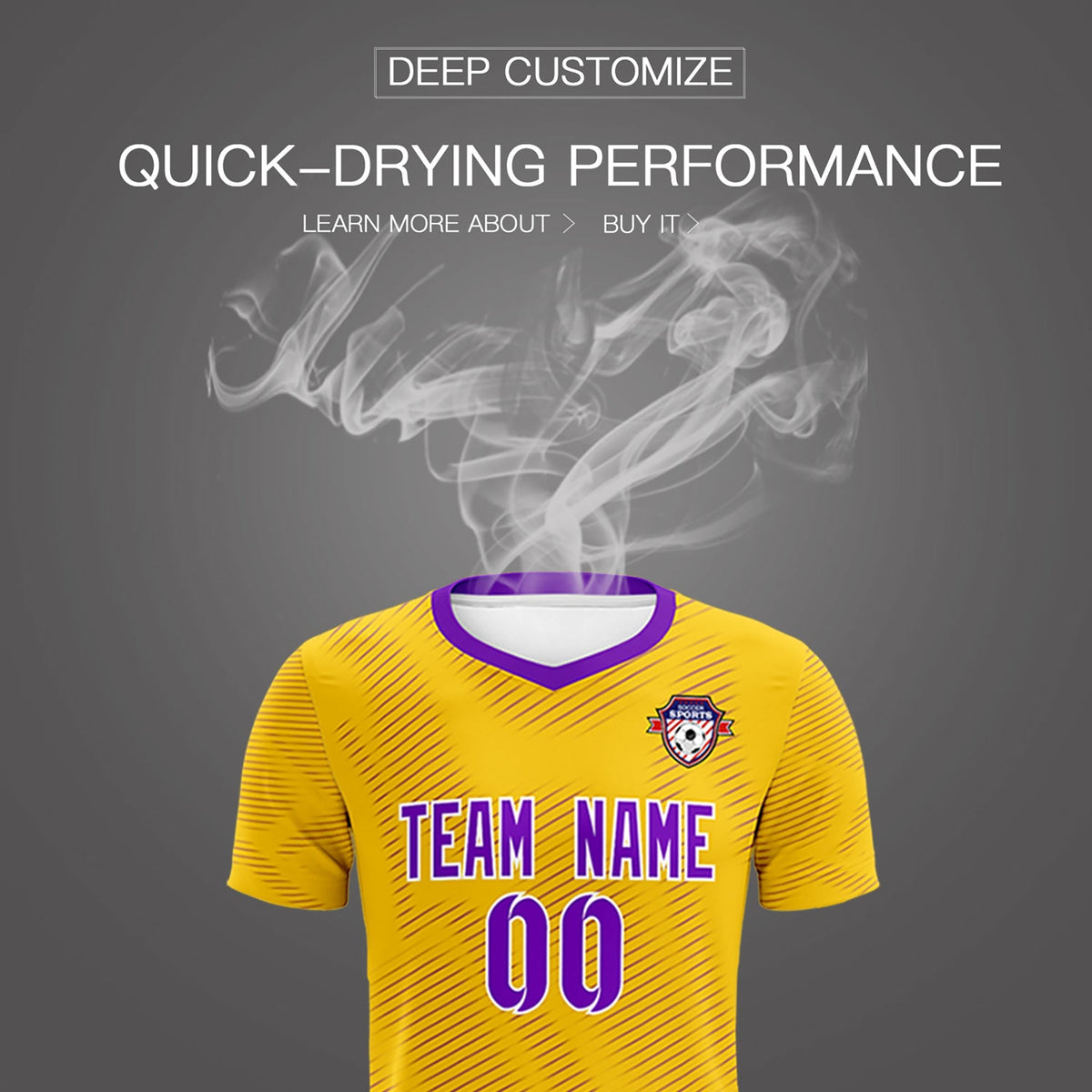 Custom Gold Purple Training Uniform For Men Football Sets Jersey