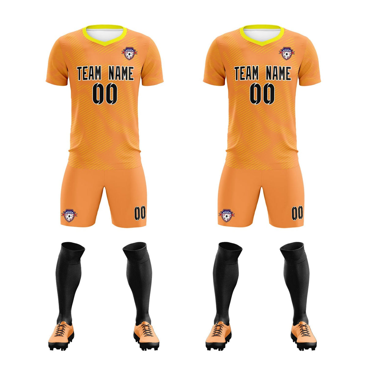 Custom Light Orange Gold Training Uniform For Men Football Sets Jersey