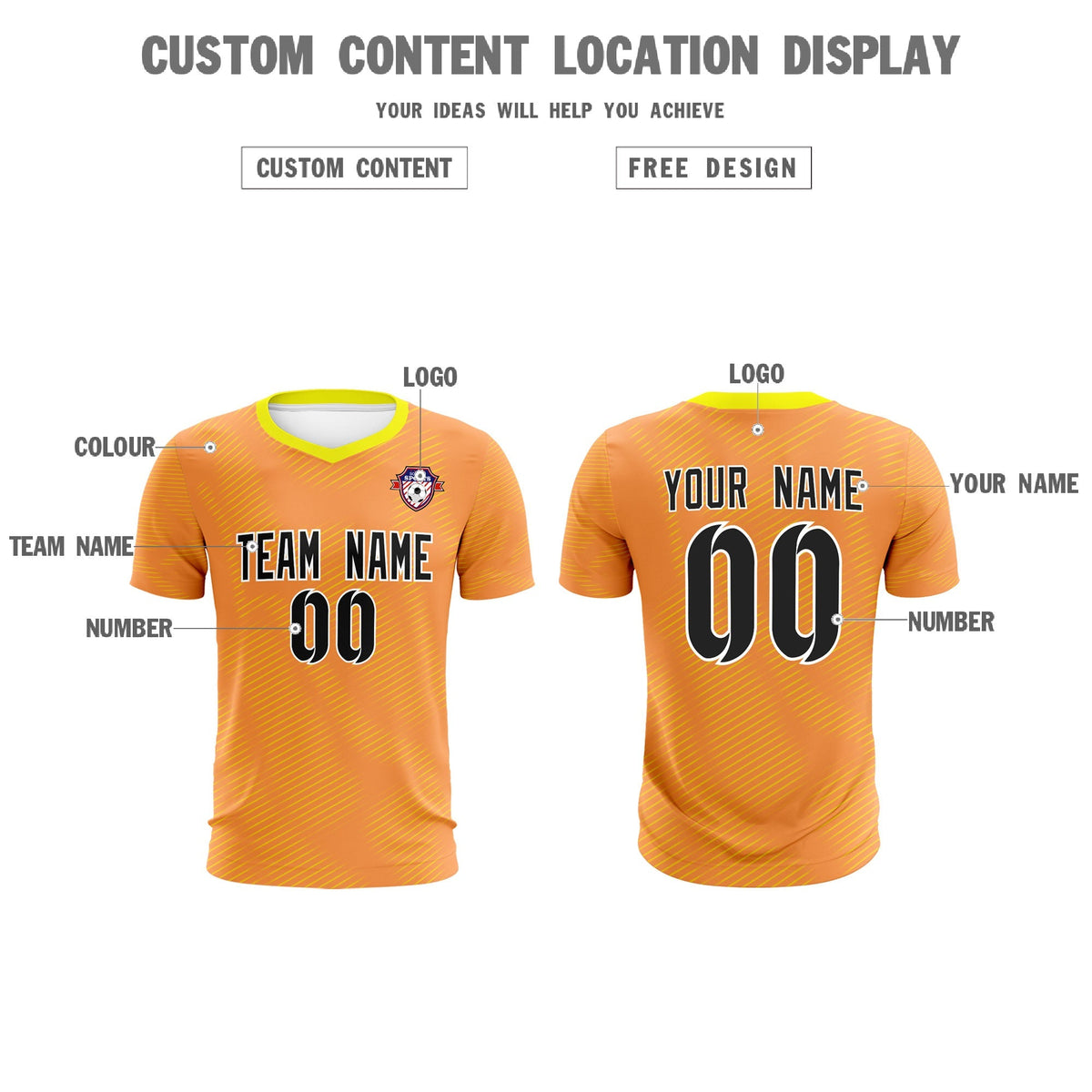 Custom Light Orange Gold Training Uniform For Men Football Sets Jersey