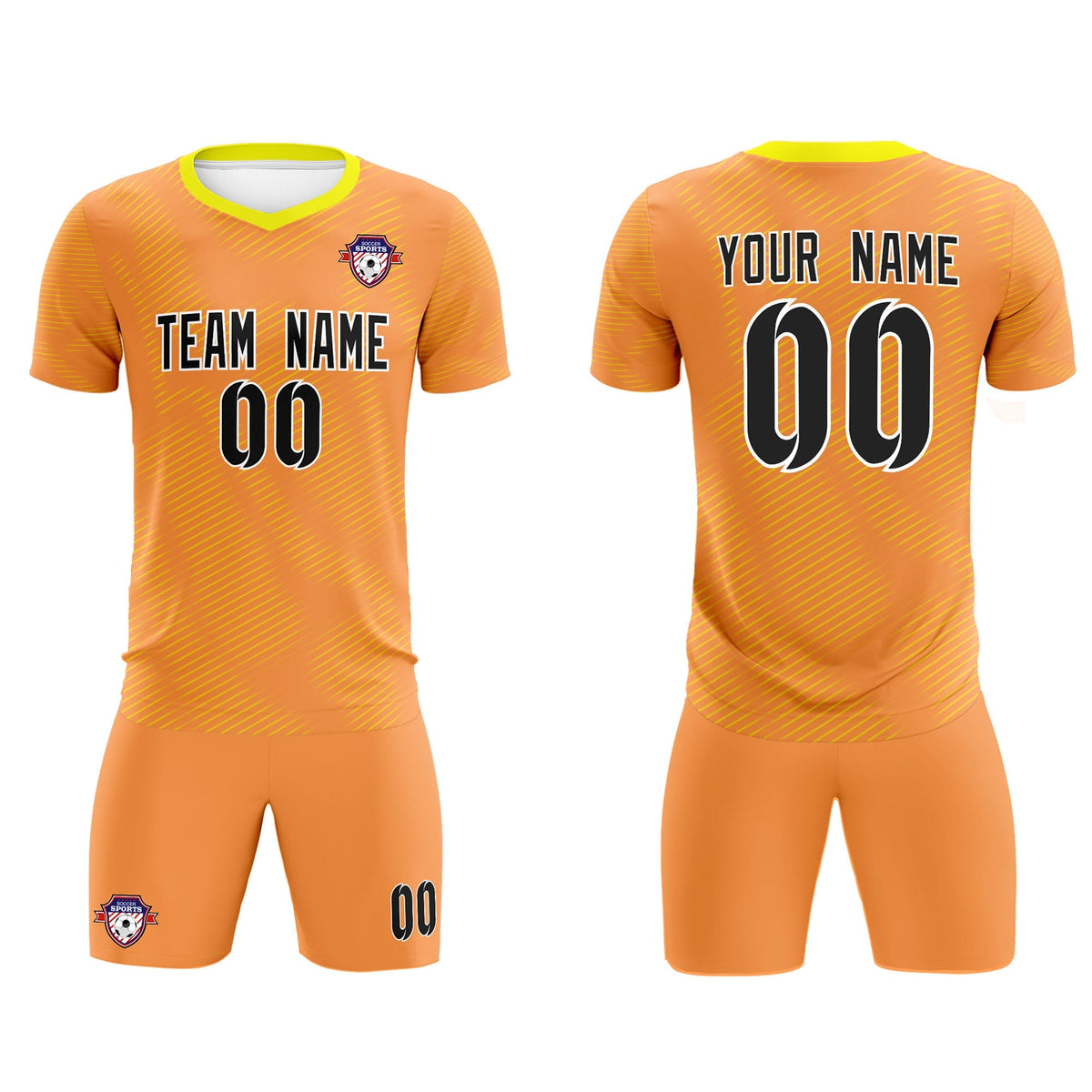 Custom Light Orange Gold Training Uniform For Men Football Sets Jersey