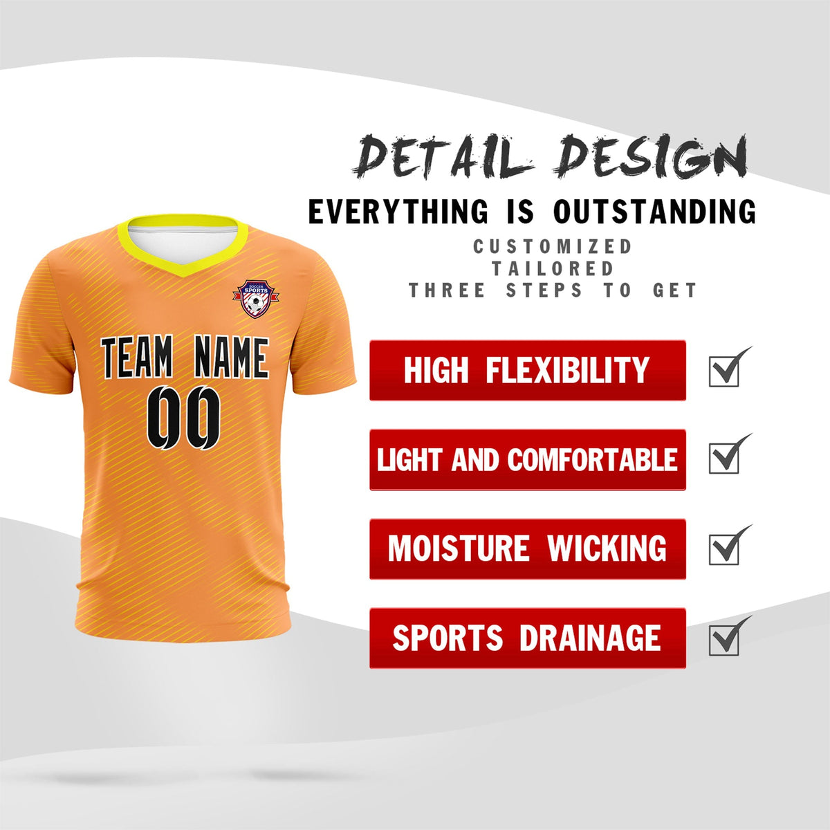 Custom Light Orange Gold Training Uniform For Men Football Sets Jersey