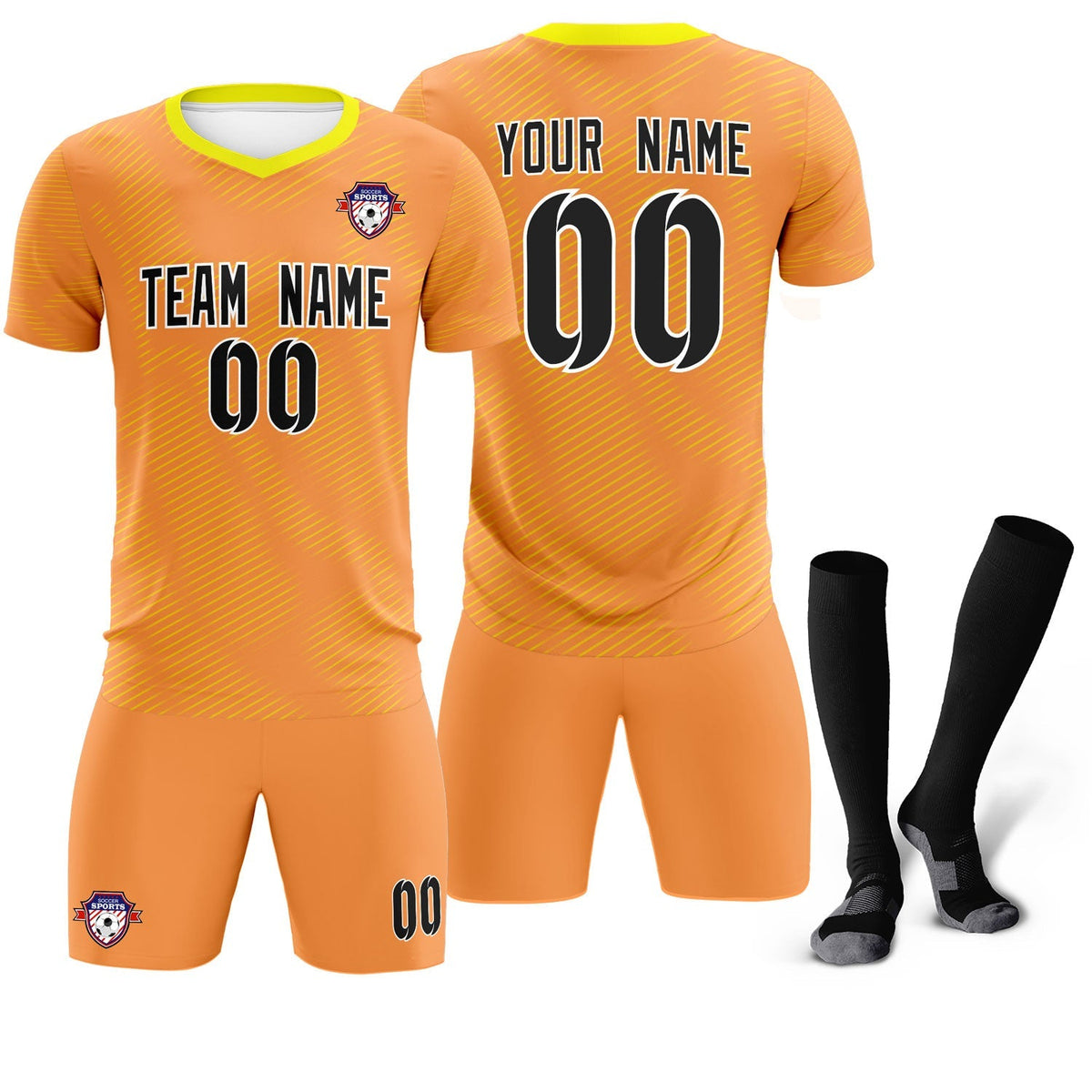 Custom Light Orange Gold Training Uniform For Men Football Sets Jersey