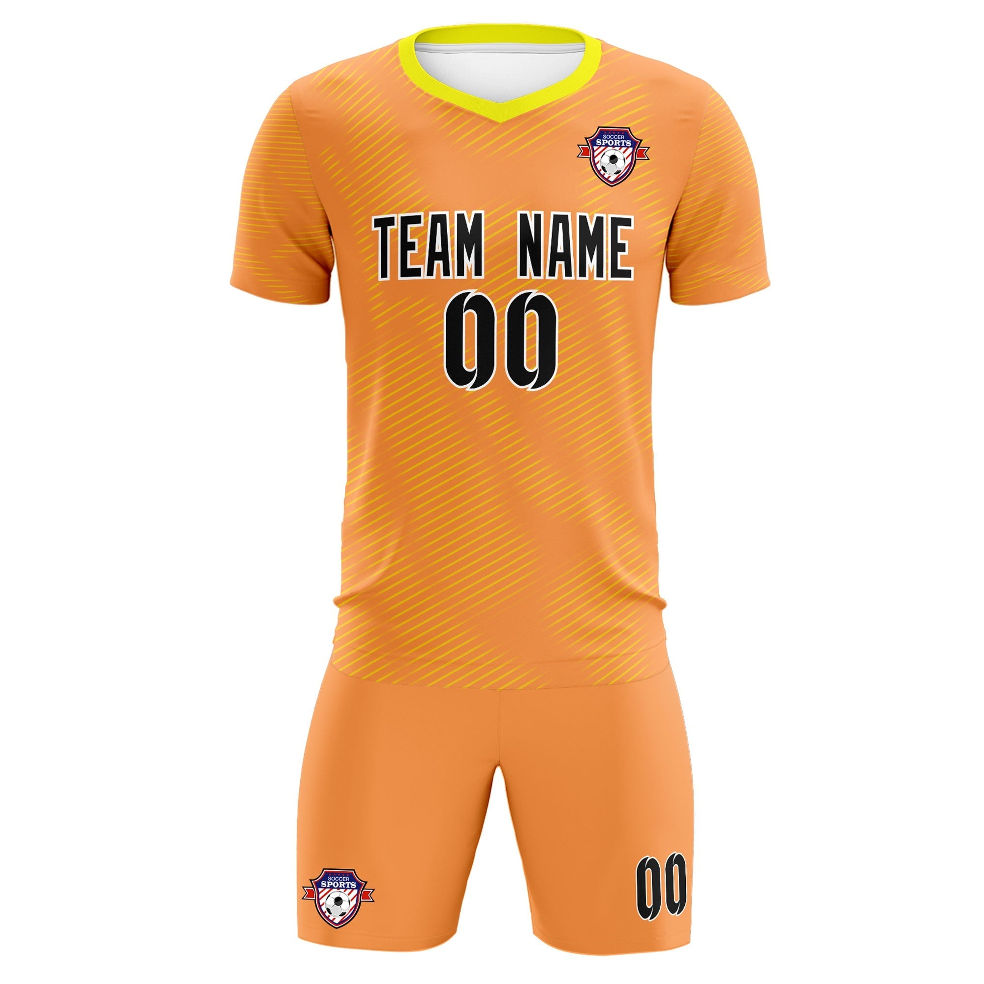 Custom Light Orange Gold Training Uniform For Men Football Sets Jersey