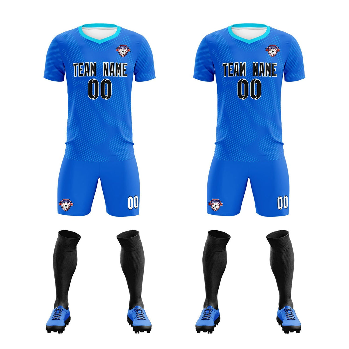 Custom Royal Powder Blue Training Uniform For Men Football Sets Jersey
