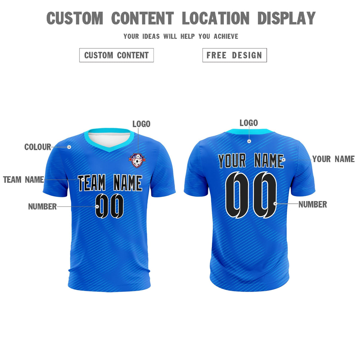 Custom Royal Powder Blue Training Uniform For Men Football Sets Jersey
