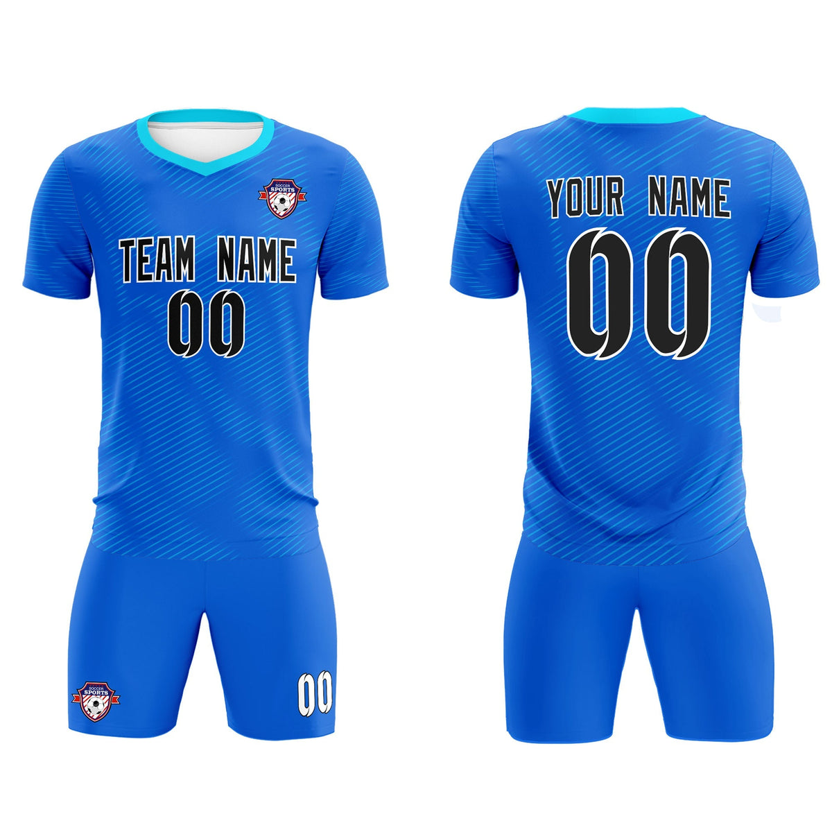 Custom Royal Powder Blue Training Uniform For Men Football Sets Jersey
