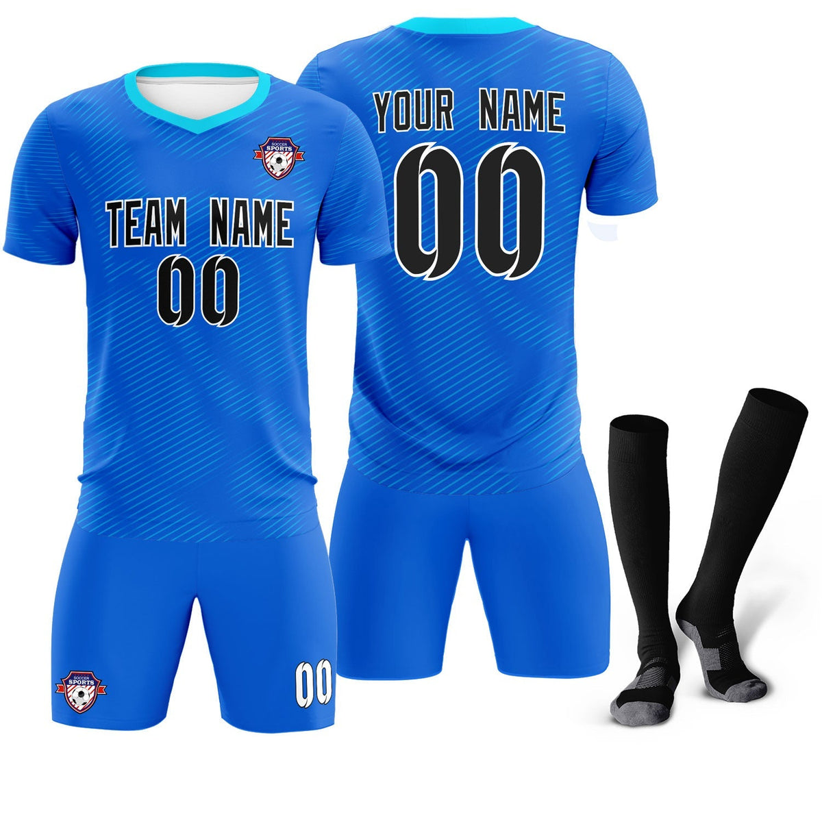 Custom Royal Powder Blue Training Uniform For Men Football Sets Jersey