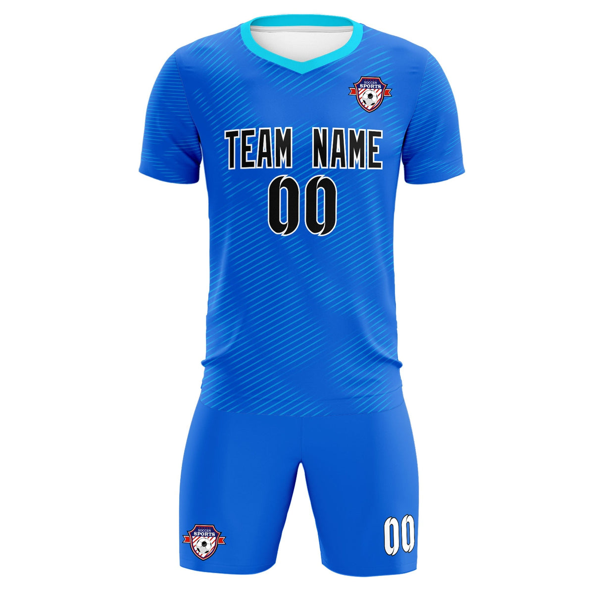 Custom Royal Powder Blue Training Uniform For Men Football Sets Jersey