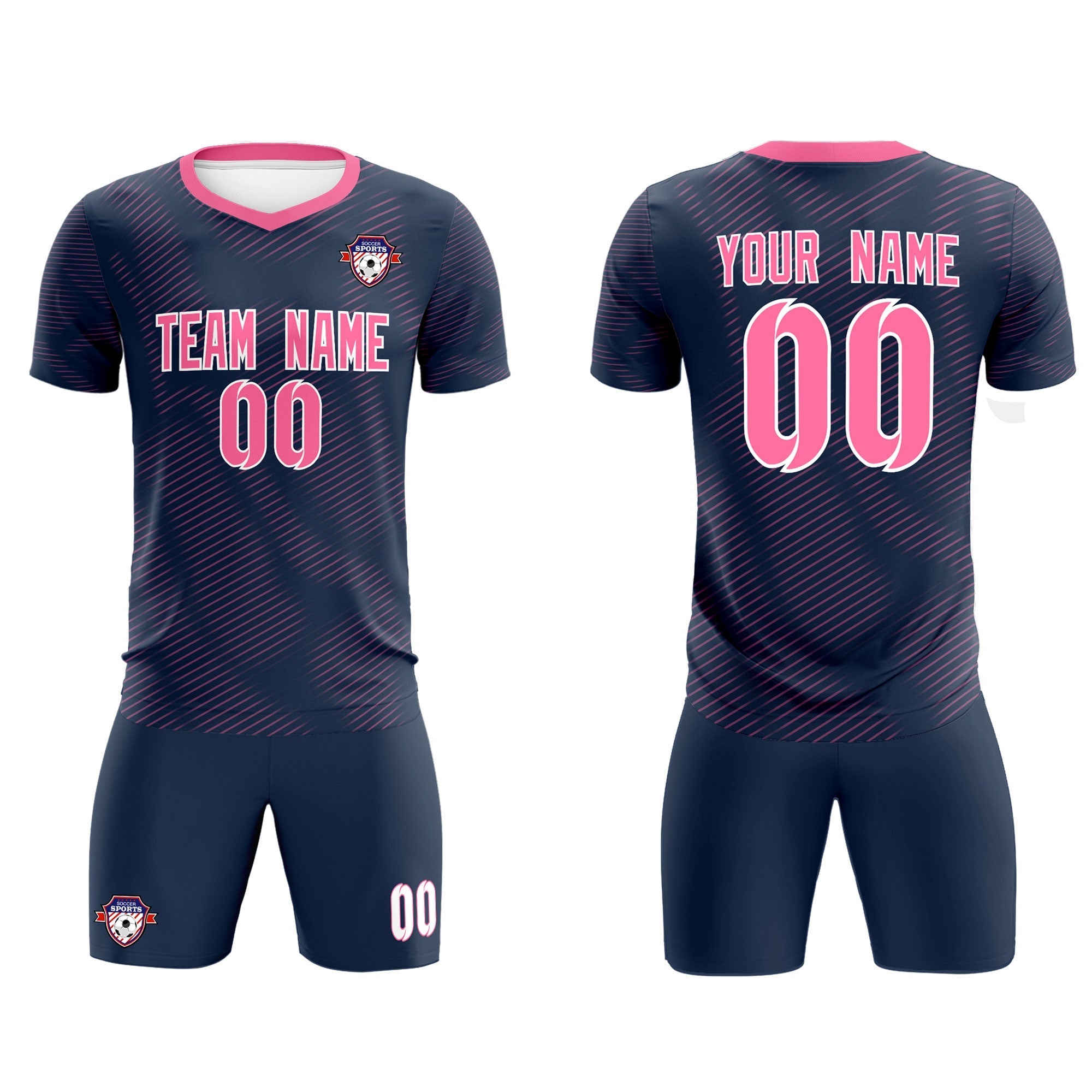 Custom Navy Pink Training Uniform For Men Football Sets Jersey