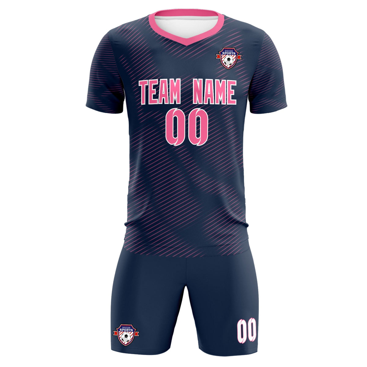 Custom Navy Pink Training Uniform For Men Football Sets Jersey
