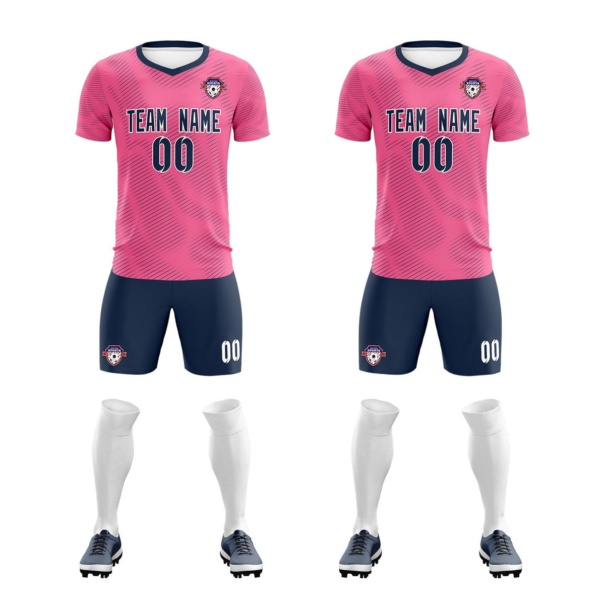 Custom Pink Navy Training Uniform For Men Football Sets Jersey