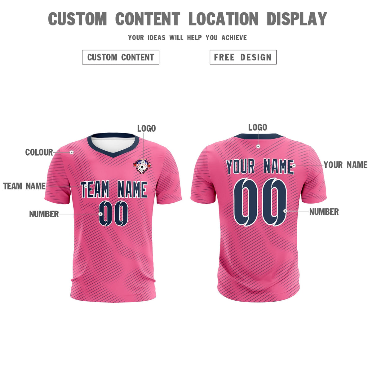 Custom Pink Navy Training Uniform For Men Football Sets Jersey