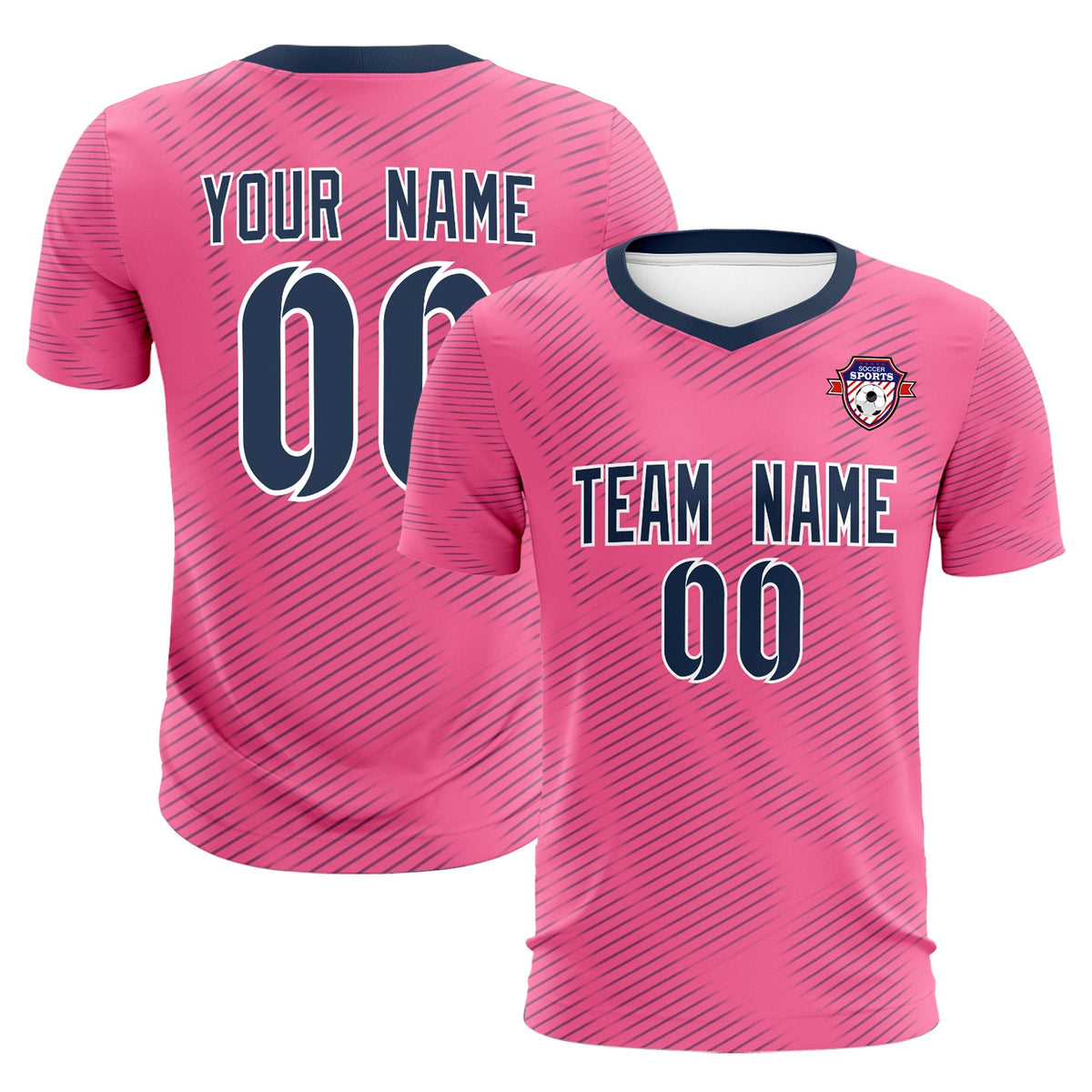 Custom Pink Navy Training Uniform For Men Football Sets Jersey