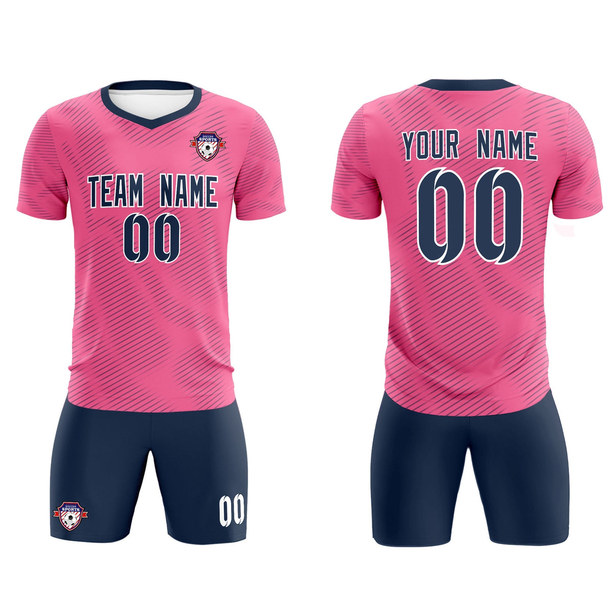 Custom Pink Navy Training Uniform For Men Football Sets Jersey