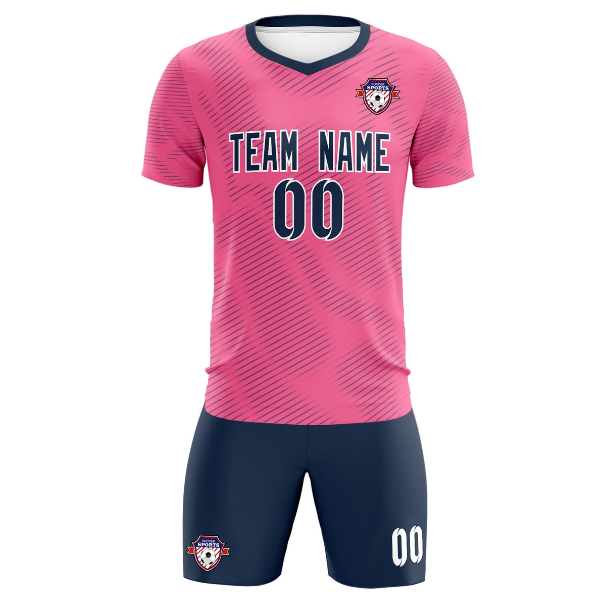 Custom Pink Navy Training Uniform For Men Football Sets Jersey