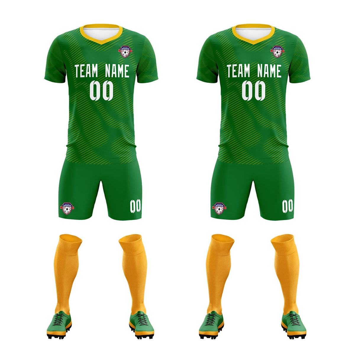 Custom Kelly Green Yellow Training Uniform For Men Football Sets Jersey