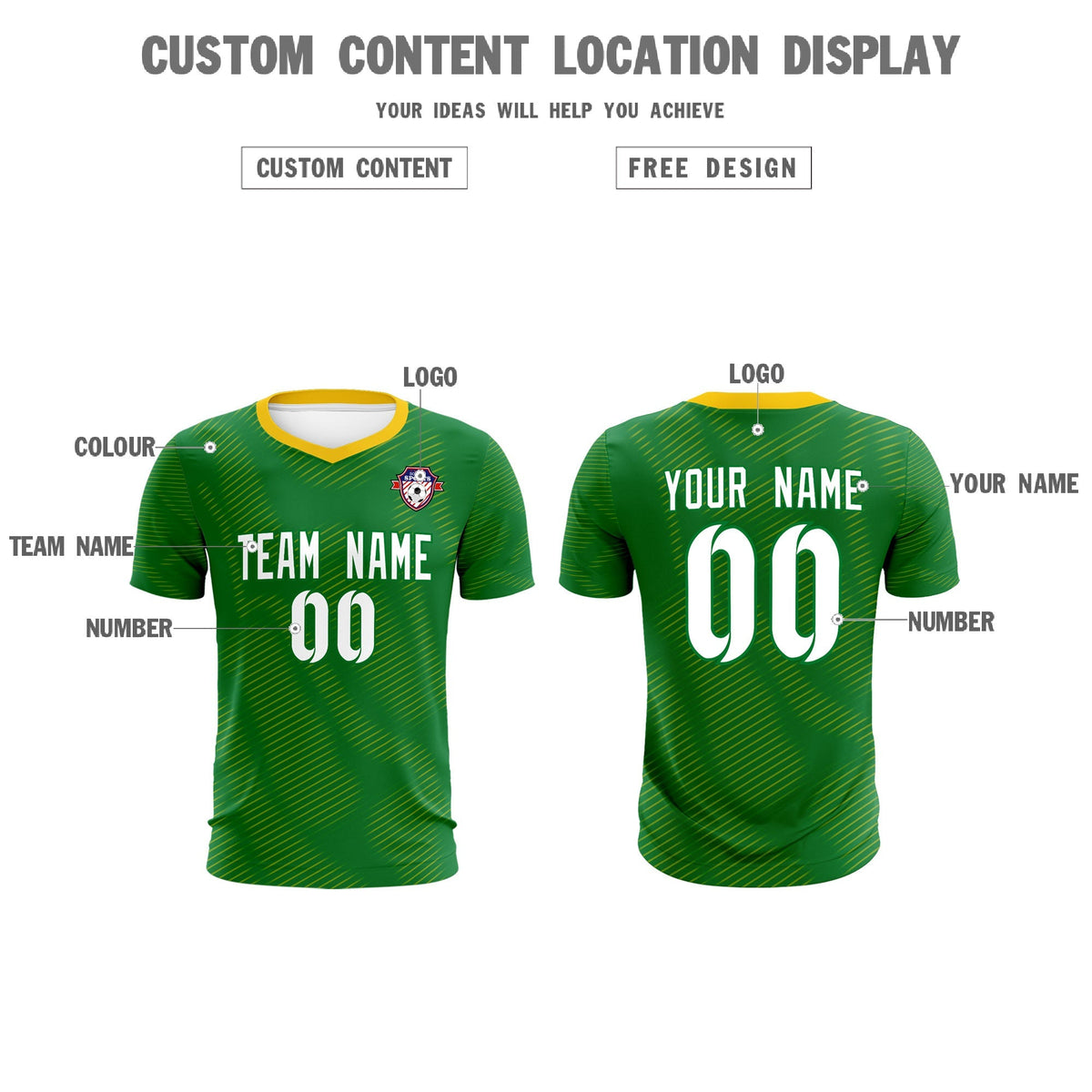 Custom Kelly Green Yellow Training Uniform For Men Football Sets Jersey