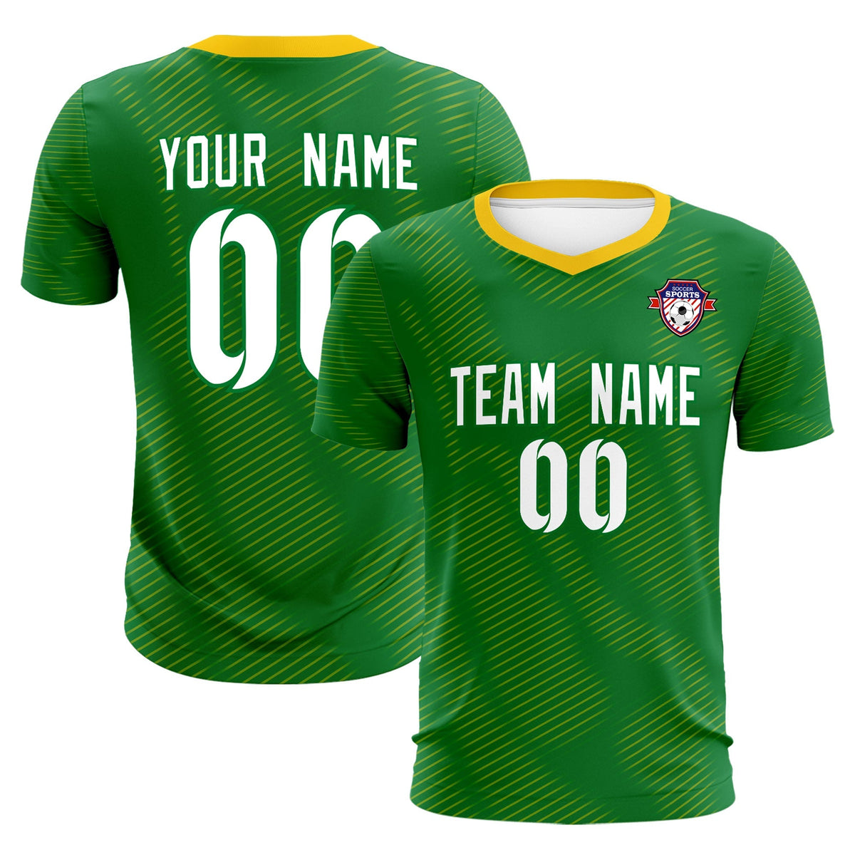 Custom Kelly Green Yellow Training Uniform For Men Football Sets Jersey