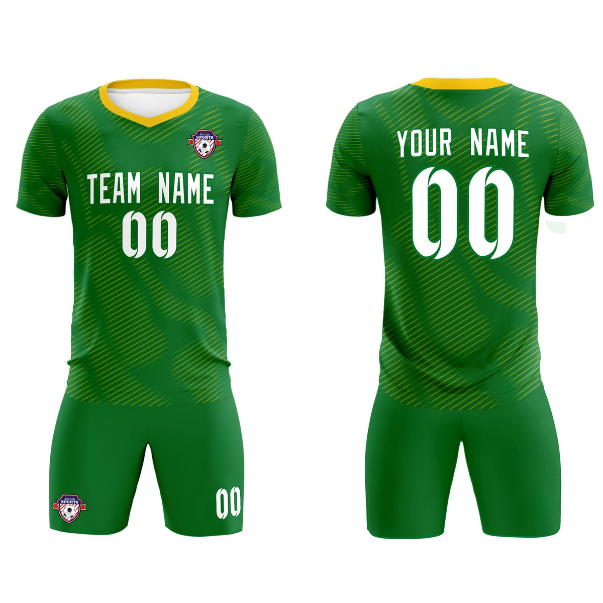 Custom Kelly Green Yellow Training Uniform For Men Football Sets Jersey