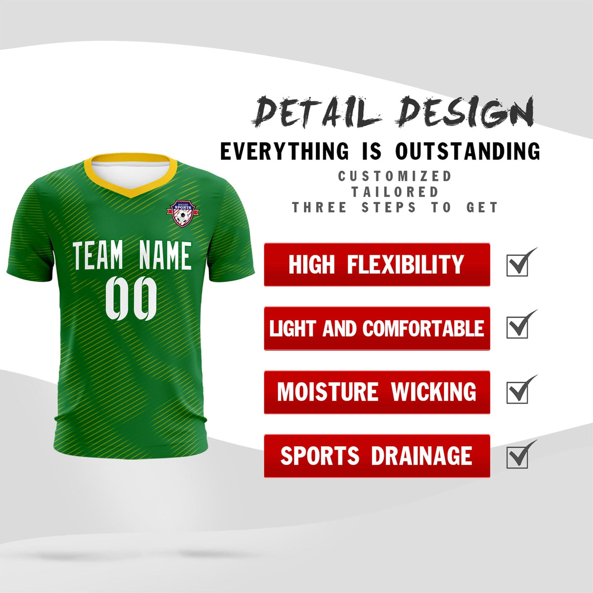 Custom Kelly Green Yellow Training Uniform For Men Football Sets Jersey