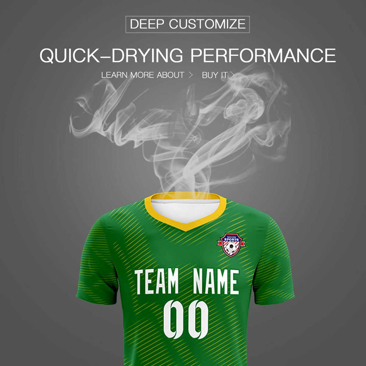 Custom Kelly Green Yellow Training Uniform For Men Football Sets Jersey