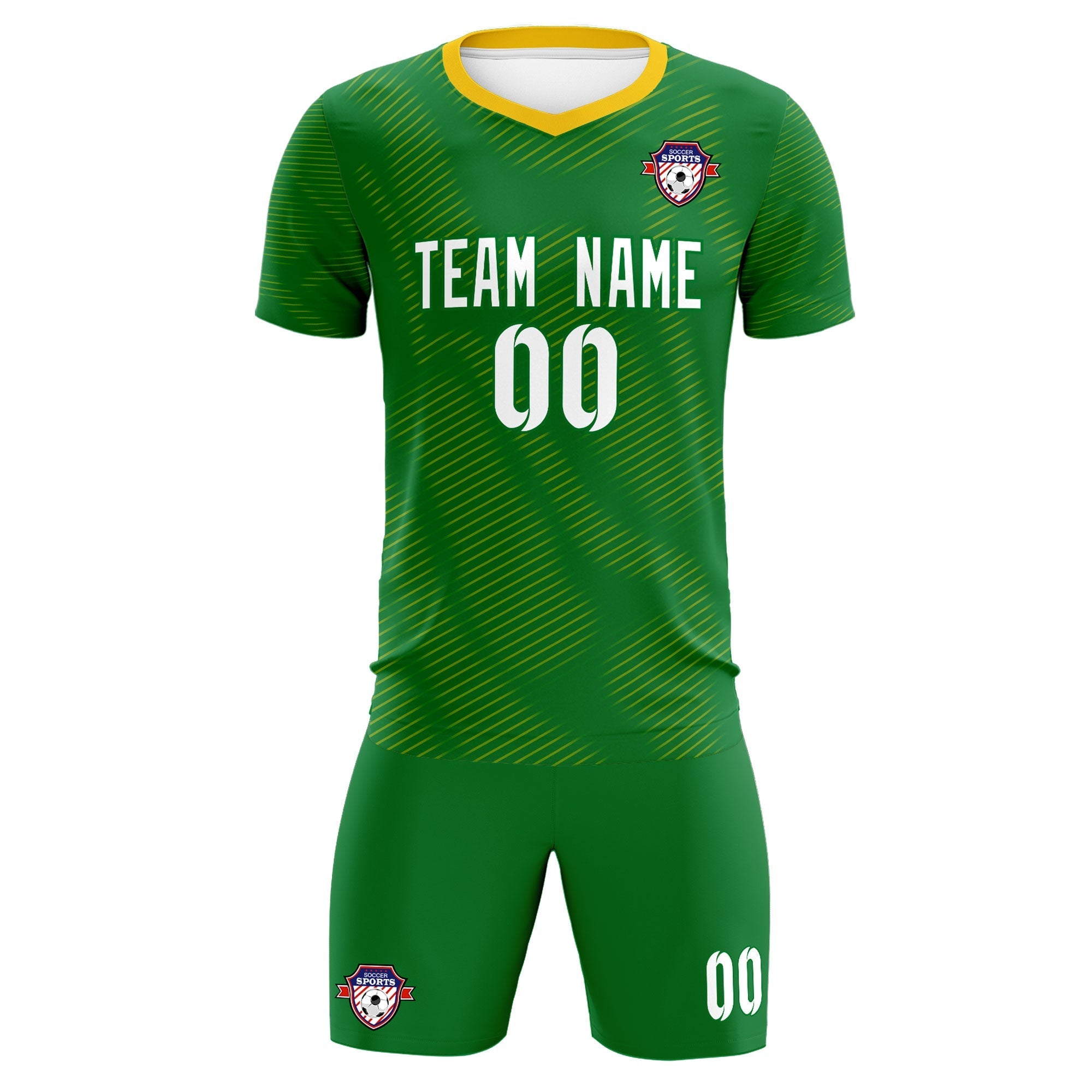 Custom Kelly Green Yellow Training Uniform For Men Football Sets Jersey