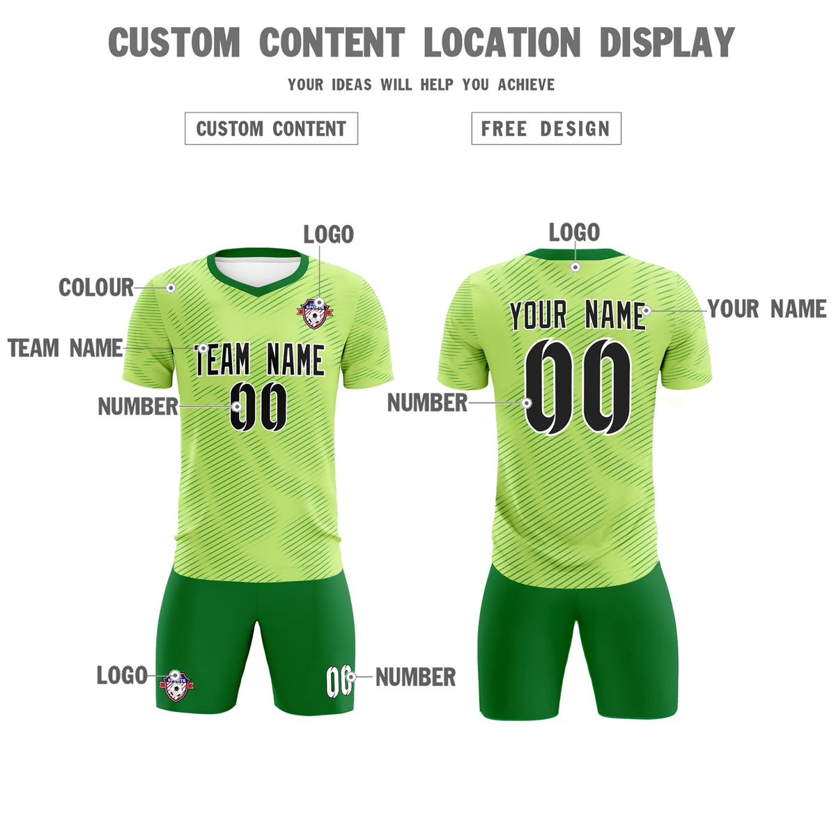 Custom Green Kelly Green Training Uniform For Men Football Sets Jersey