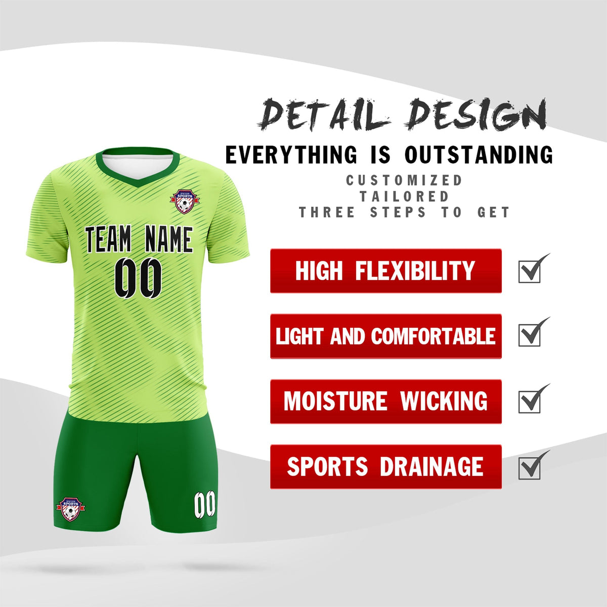 Custom Green Kelly Green Training Uniform For Men Football Sets Jersey