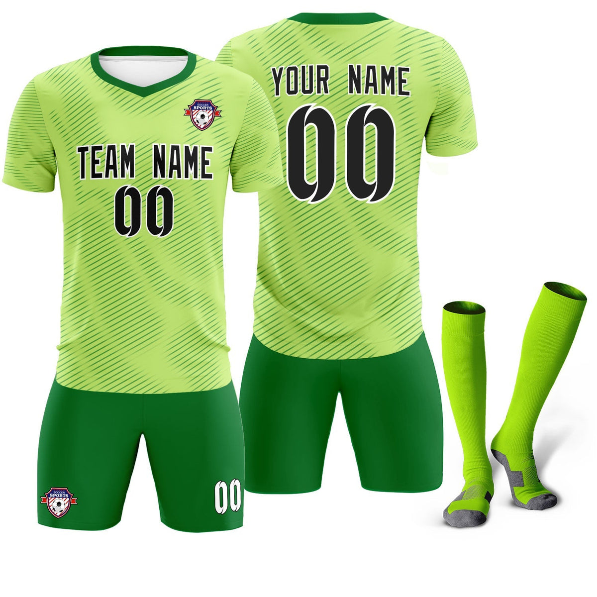 Custom Green Kelly Green Training Uniform For Men Football Sets Jersey