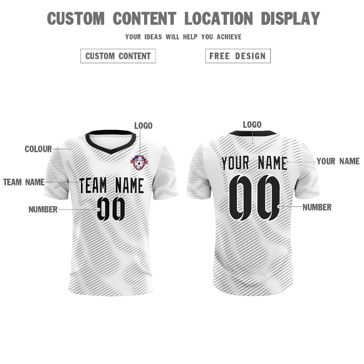 Custom White Black Training Uniform For Men Football Sets Jersey