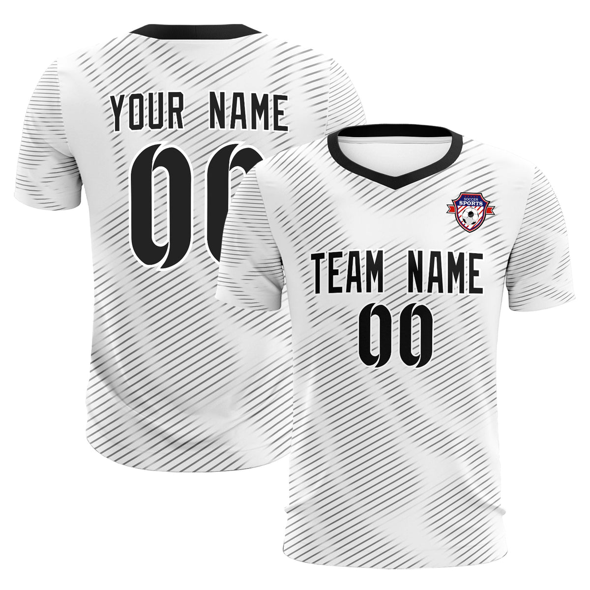 Custom White Black Training Uniform For Men Football Sets Jersey