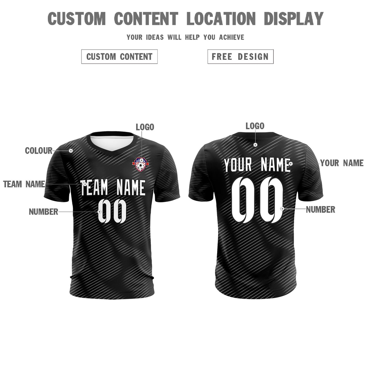 Custom Black White Training Uniform For Men Football Sets Jersey