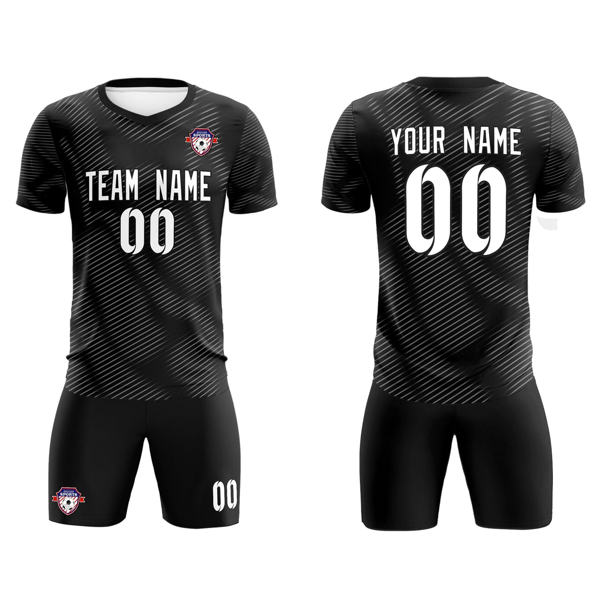 Custom Black White Training Uniform For Men Football Sets Jersey