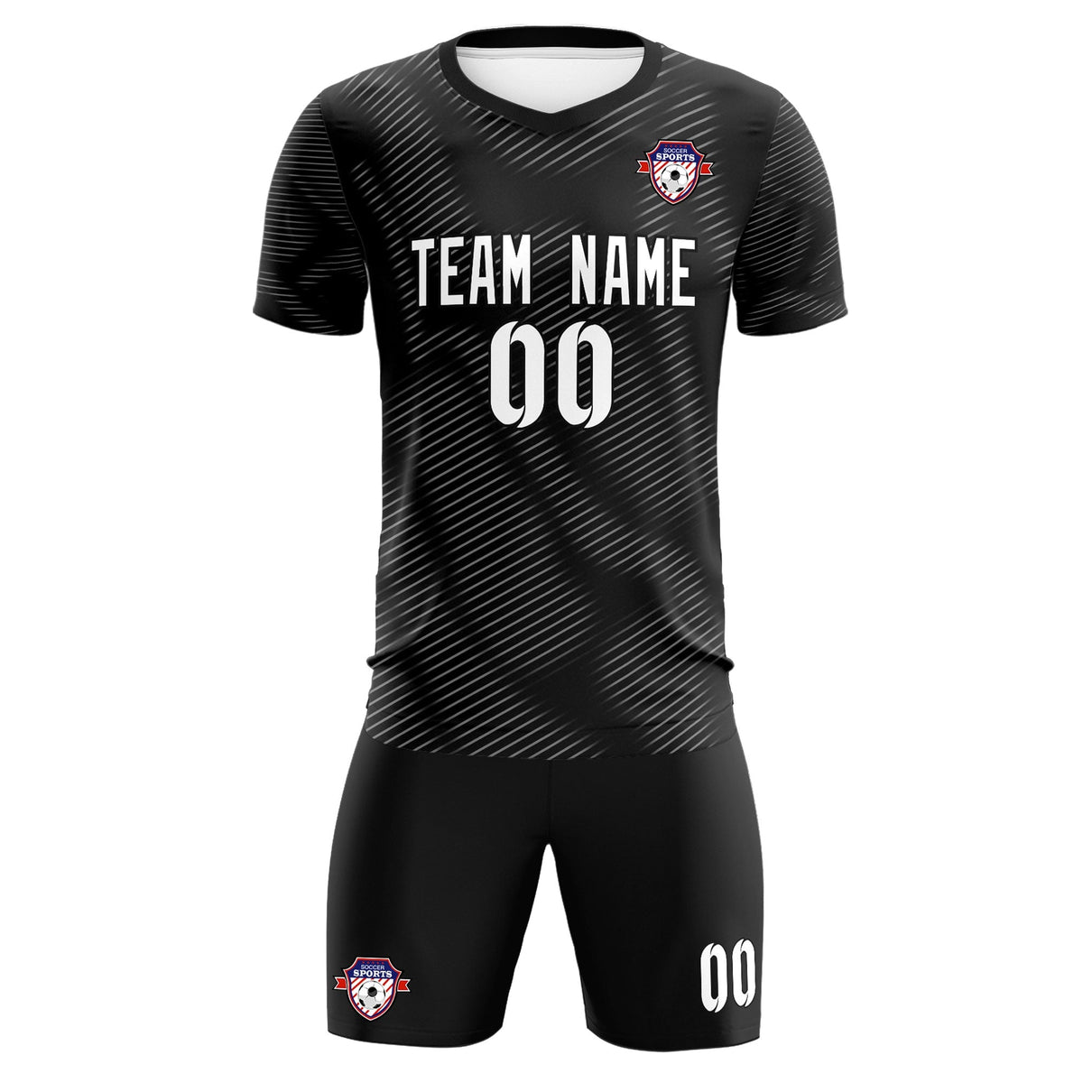 Custom Black White Training Uniform For Men Football Sets Jersey