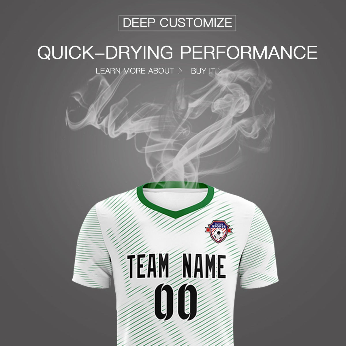 Custom White Kelly Green Training Uniform For Men Football Sets Jersey