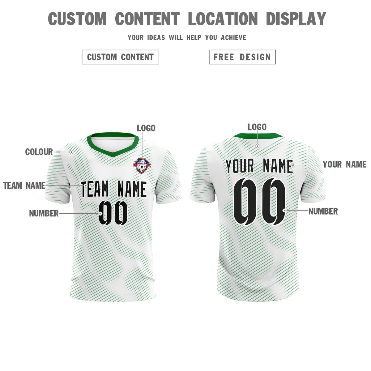 Custom White Kelly Green Training Uniform For Men Football Sets Jersey
