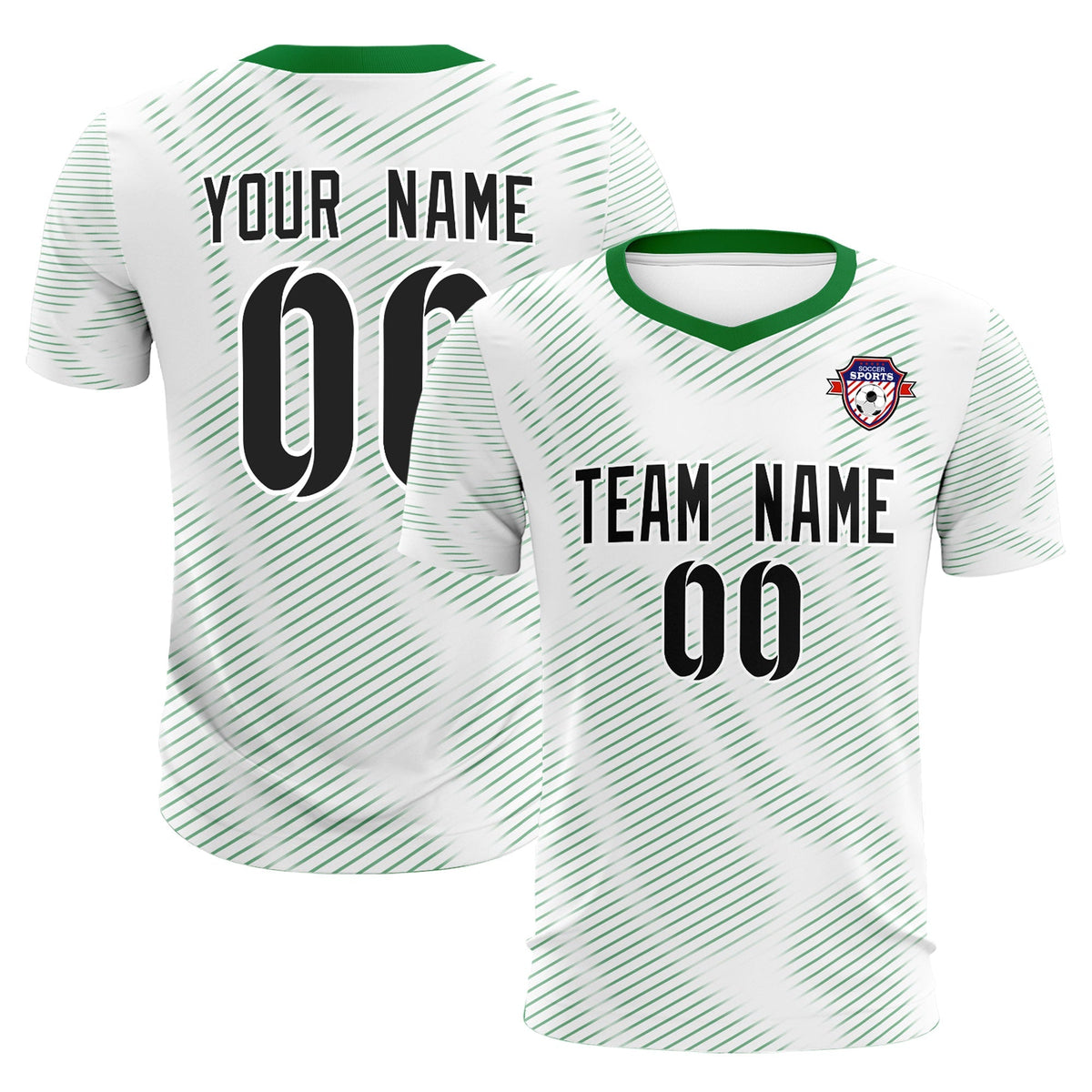 Custom White Kelly Green Training Uniform For Men Football Sets Jersey