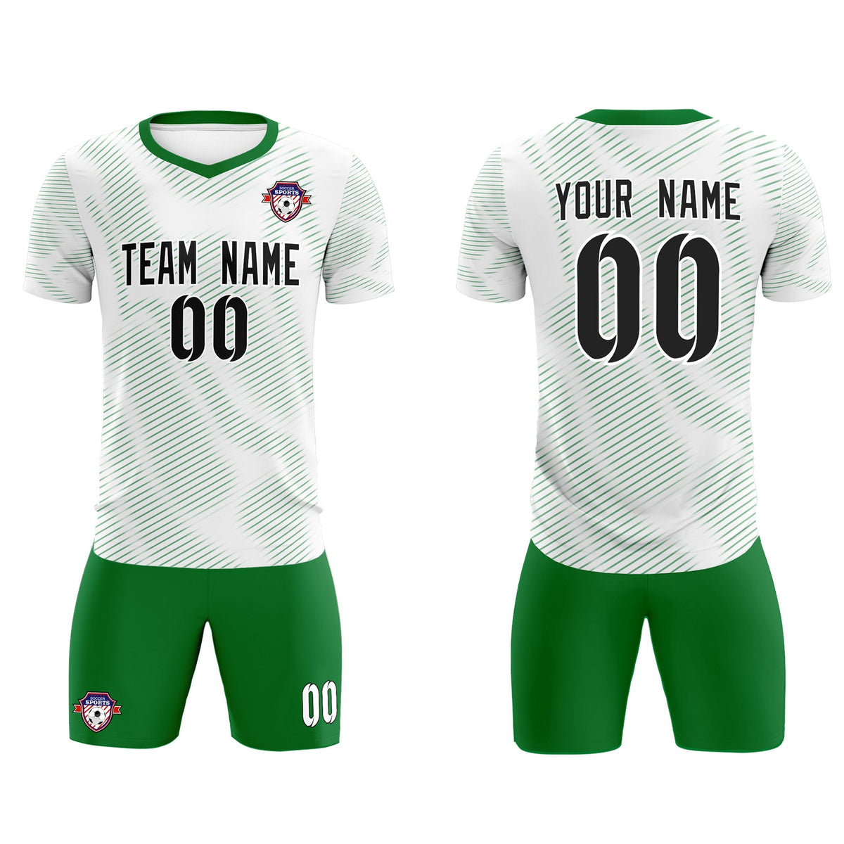 Custom White Kelly Green Training Uniform For Men Football Sets Jersey