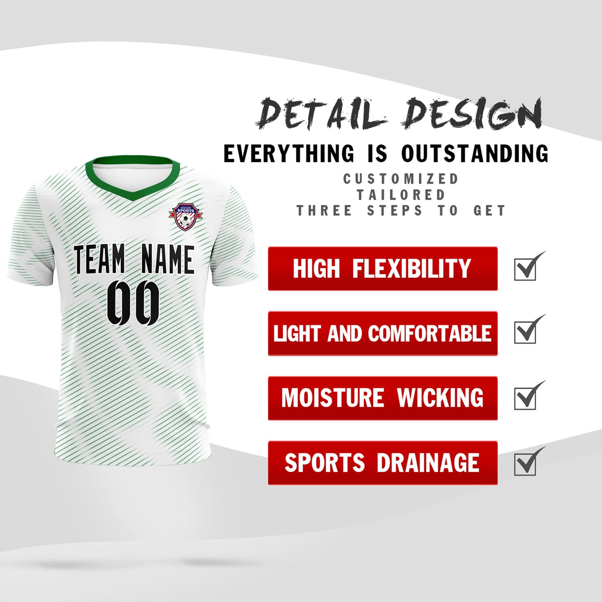 Custom White Kelly Green Training Uniform For Men Football Sets Jersey